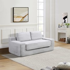 Corduroy Cloud 2 Seater Couch 2-in-1 Convertible Sofa Bed, Boneless Double Sofa