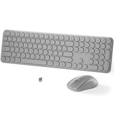 Wireless Keyboard and Mouse Set   Full-Sized 110Pcs Slim Round Key Design, Qu...