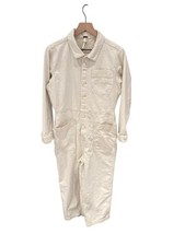 Free People Women  s Ivory Long Sleeve Utility Jumpsuit Size M   Button Front, Po