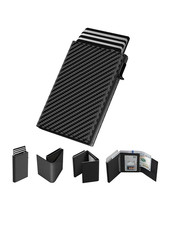 Men'S Card Bag Automatic Pop-Up Aluminum Box RFID Anti-Theft Brush Ultra-Thin Mi