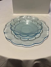 Vintage Duralex Marine Blue 13” Serving Platter And Bowl