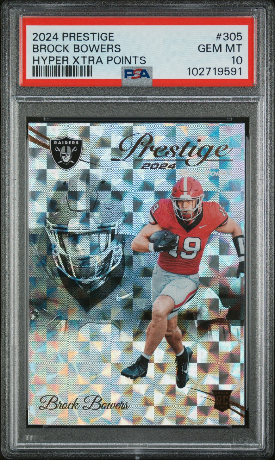 2024 Prestige #305 Brock Bowers Hyper Xtra Points RC PSA 10 *POP 6*