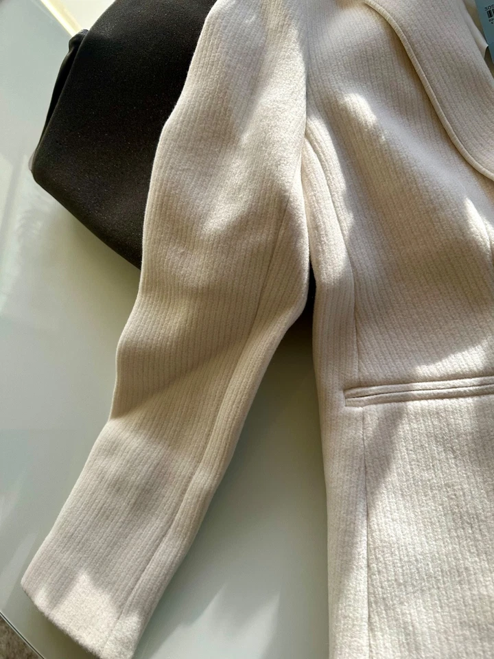 Ann Taylor Winter White Tweed Blazer Jacket Size 00P WINTER Career Chic READY - Image 4 of 4