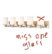   Soledad 38.75  5-Light Brushed Nickel Vanity-Light/Glass Shade, Miss one glass