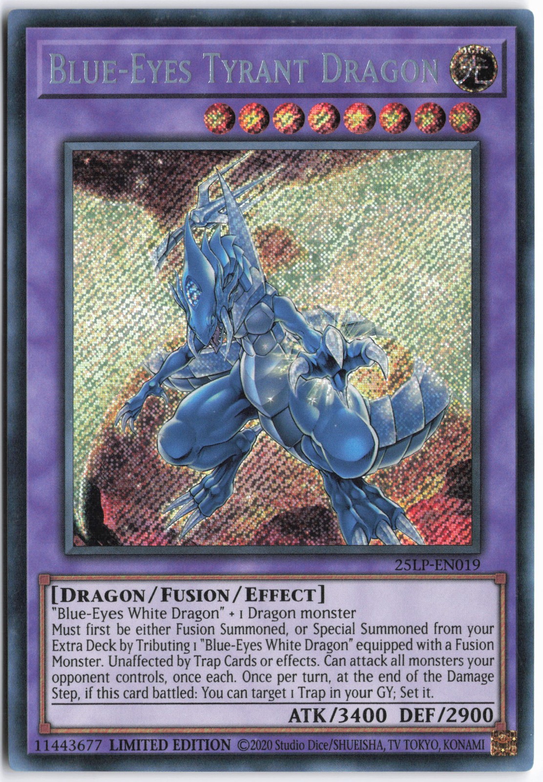 Yugioh - Blue-Eyes Tyrant Dragon 25LP-EN019 Limited - Limited Pack World Champio