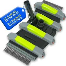 Heavy Duty Pool Vacuum Head with Wheels, 17.5" Flexible Side Brush and Bottom...
