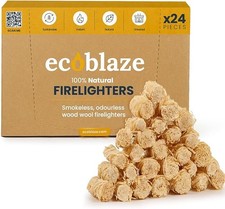 Ecoblaze Natural Firelighters 24 Pack BBQ Pizza Oven Fire Pit Starters 0.45 per lighter