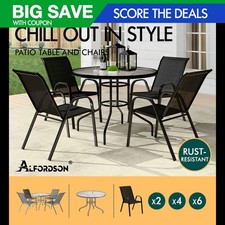 ALFORDSON Outdoor Dining Set Round Table and Chairs Patio Furniture Bistro Set