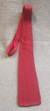 Unbtanded Knit Men's Red Square Tip Necktie 3" Knitted