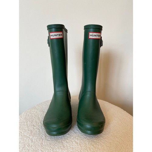 Hunter Kids Green Rain Boots, Size Girls 3, Rubber Knee High, Authentic Unisex