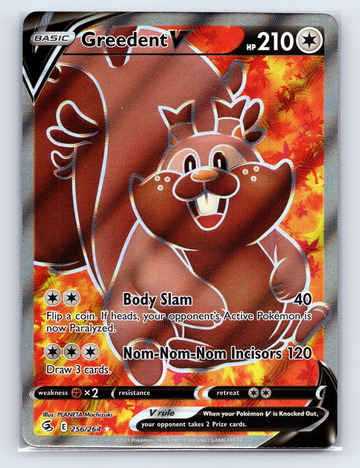 GREEDENT V 256/264 ULTRA RARE FUSION STRIKE POKEMON Holo NM