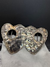 Vintage Double Heart Buckle Silver Tone Brutalist