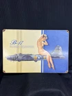 Sexy B-17 Airplane Pinup Sign for Wall Vintage Metal Tin Repro 17.8" x 11.5”