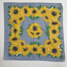 Vintage 90s Handkerchief Bandana 21" USA Springs SUNFLOWER Checkered Flower