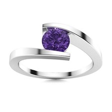 Amethyst Gemstone Engagement Round Elegant Boho Ring 925 Sterling Silver