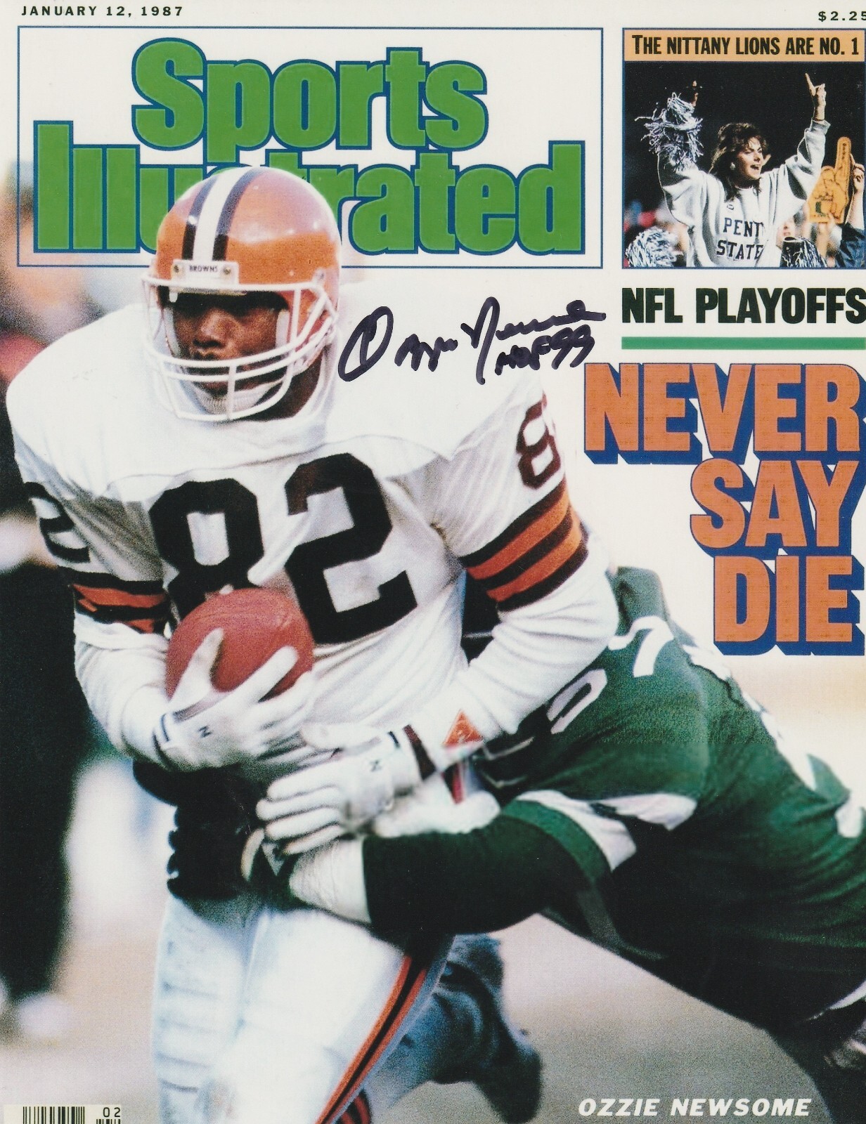 OZZIE NEWSOME CLEVELAND BROWNS HOF 99 SPORTS ILLUSTRATED COVER SIGNED 8x10 