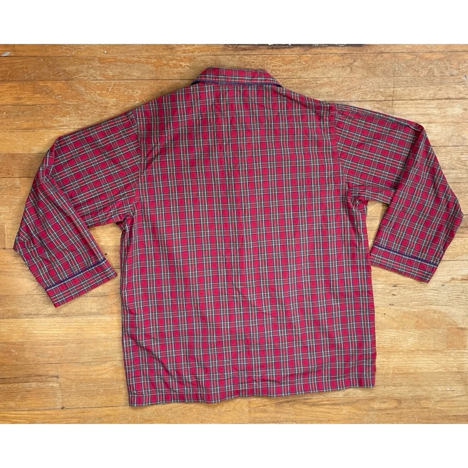 Vintage Mens Plaid Pajama Shirt Size Large 1990s Brooks Brothers Tartan Cotton - Image 3 of 4