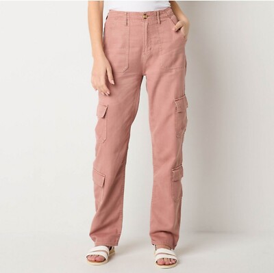 a.n.a Womens High Rise Straight Cargo Pant size 12 pink