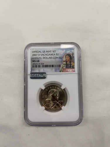 2007-D  FROM  ANNUAL DOLLAR SET Sacagawea  NGC MS68 MAC 1 OF 163 ONLY 3 HIGHER