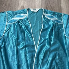 Vintage Lorraine Aqua Blue Arnel Nylon Robe Small Full Sweep Peignoir no Belt