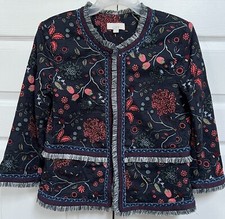 LOFT Primavera Strawberry Floral Fringe Blazer Size 4 Jacket