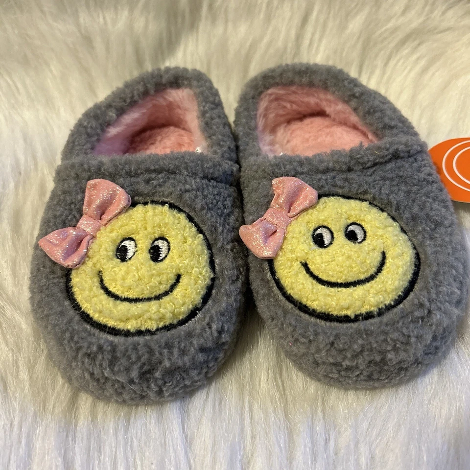 Zapatillas sin cordones Wonder Nation Smiley Face para niñas talla 7-8 grises difusos Foto 2 de 4