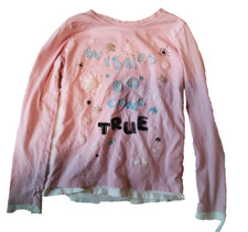 Gap Girls Longsleeve T-shirt Pink Wishes..True Embroidered Sequin M