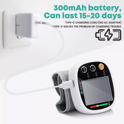 Blood Pressure Monitor Wrist Rechargeable Voice Broadcast Heart Rate Monitor