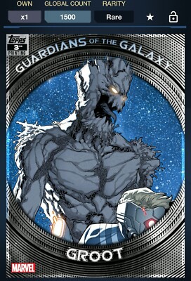 Topps MARVEL COLLECT Digital Card Groot Guardians of the Galaxy 3rd Print Rare