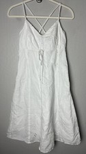 Vintage Ann Taylor Loft Dress Women’s 8 Eyelet Lace Trim V-Neck