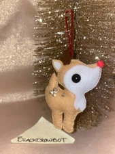 1 Handmade Felt BROWN BABY RUDOLPH Christmas Tree Ornaments Decorations Gifts
