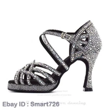 Ballroom Dance Shoes Women Latin Shoe with Platform Rhinestone Luxury High Heels