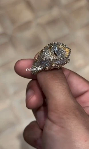 Anillo con dije de mal de ojo de diseñador para hombre en laboratorio creado diamante plata 925 Foto 3 de 4