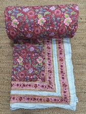 Indian Jaipuri Razai Hand Block Print Cotton Quilt LIght Weight Soft Warm Quilt