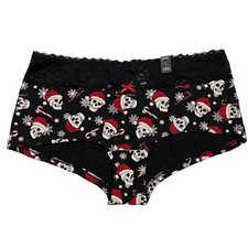 NWT TORRID Boyshort Pantie Underwear Sz 0-1-2-3-4 Black Santa Skulls Lace Jersey
