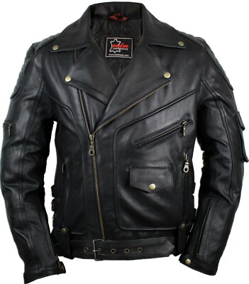 Lederjacken Chopper Motorradjacke Leder Herren Rocker Lederjacke