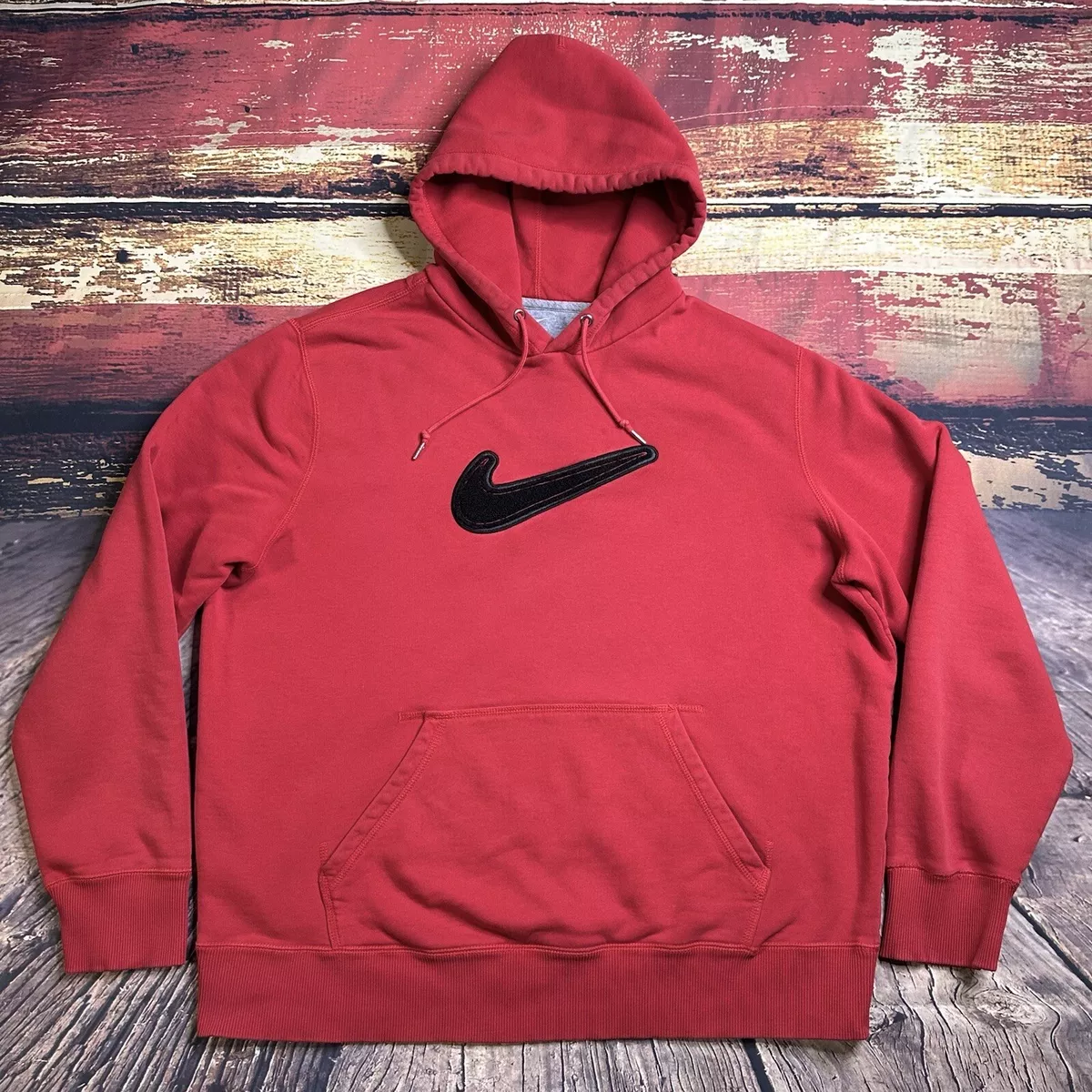 Nike Swoosh Hoodie Sweatshirt Faded Red Men’s XL Athletic Logo Adult gym skate
