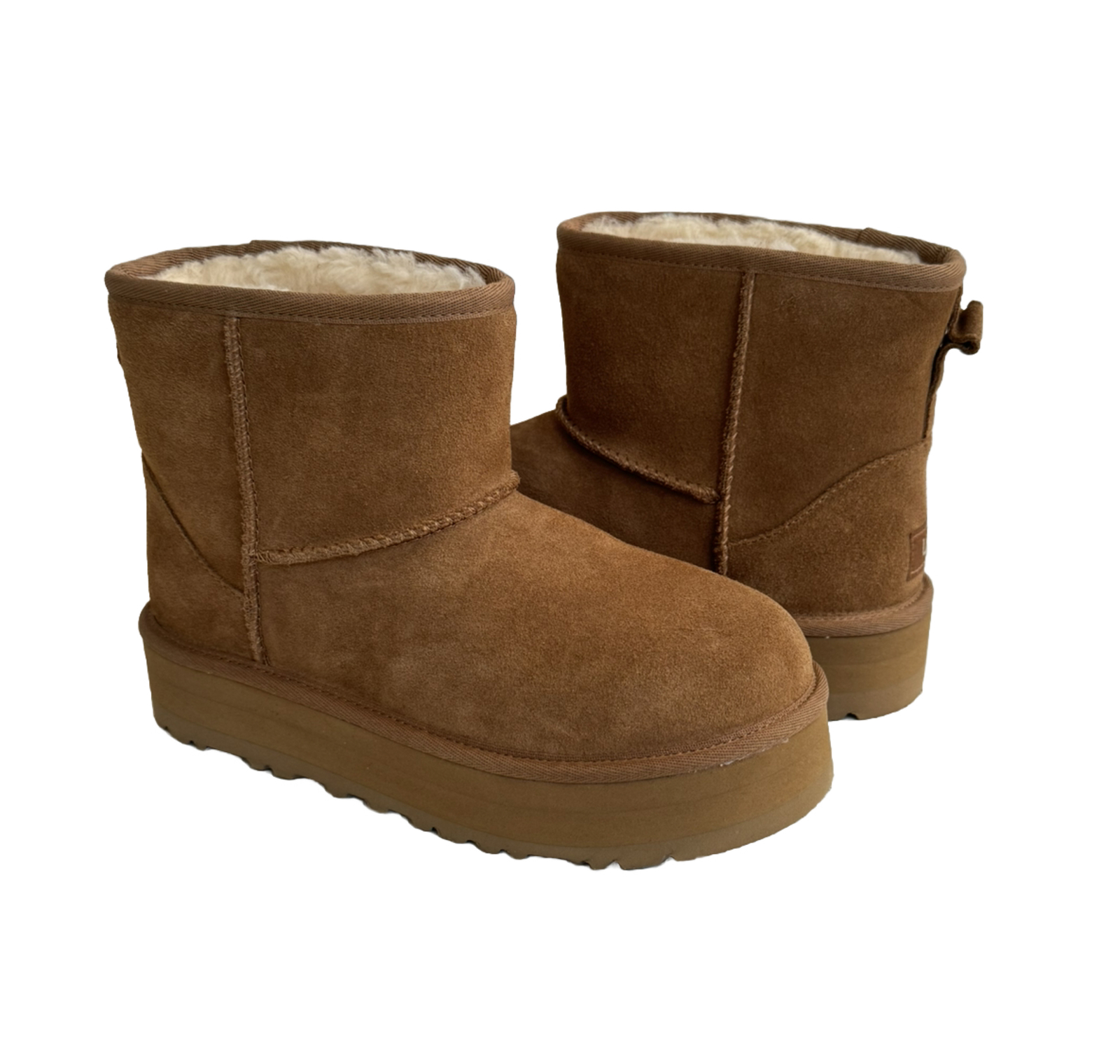 UGG YOUTH /BIG KID CLASSIC MINI PLATFORM CHESTNUT BOOT US 6 /WILL FIT WOMEN sz 8
