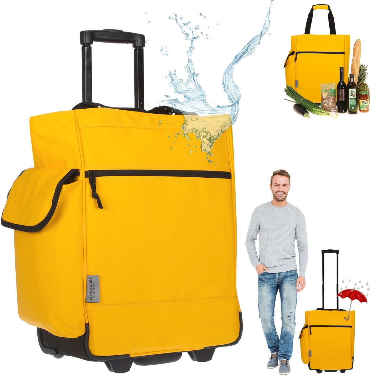 Shopping trolley trolley shopping scooter Alessandro 12893 tarpaulin yellow  th