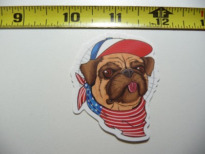 PATRIOT PUG US USA UNITED STATES DECAL STICKER DOG PET BEST FRIEND POOCH LAPTOP