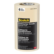 Scotch Contractor Grade Masking Tape: 1.41 in. x 60 yds. Tan 6-pack