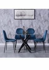 Modern Rectangular Glass Dining Table Black Home Kitchen Furnitur Office Meeting