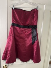 Vtg Jessica McClintock Gunne Sax Strapless Red Black Party Dress Prom Tulle 9/10