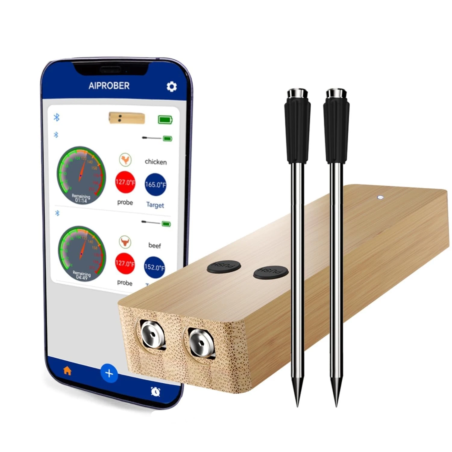 Wireless Meat Thermometer Digital for Cooking and Grilling - 2 Ultra-Thin Pro...