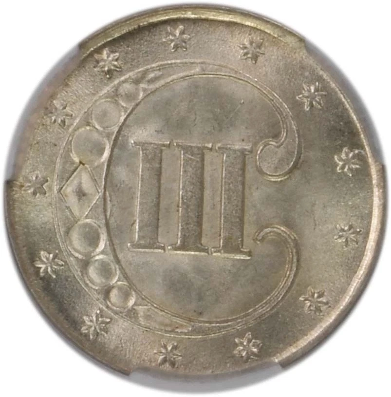 1851 Three Cent Silver MS64 CACG - Image 4 of 4