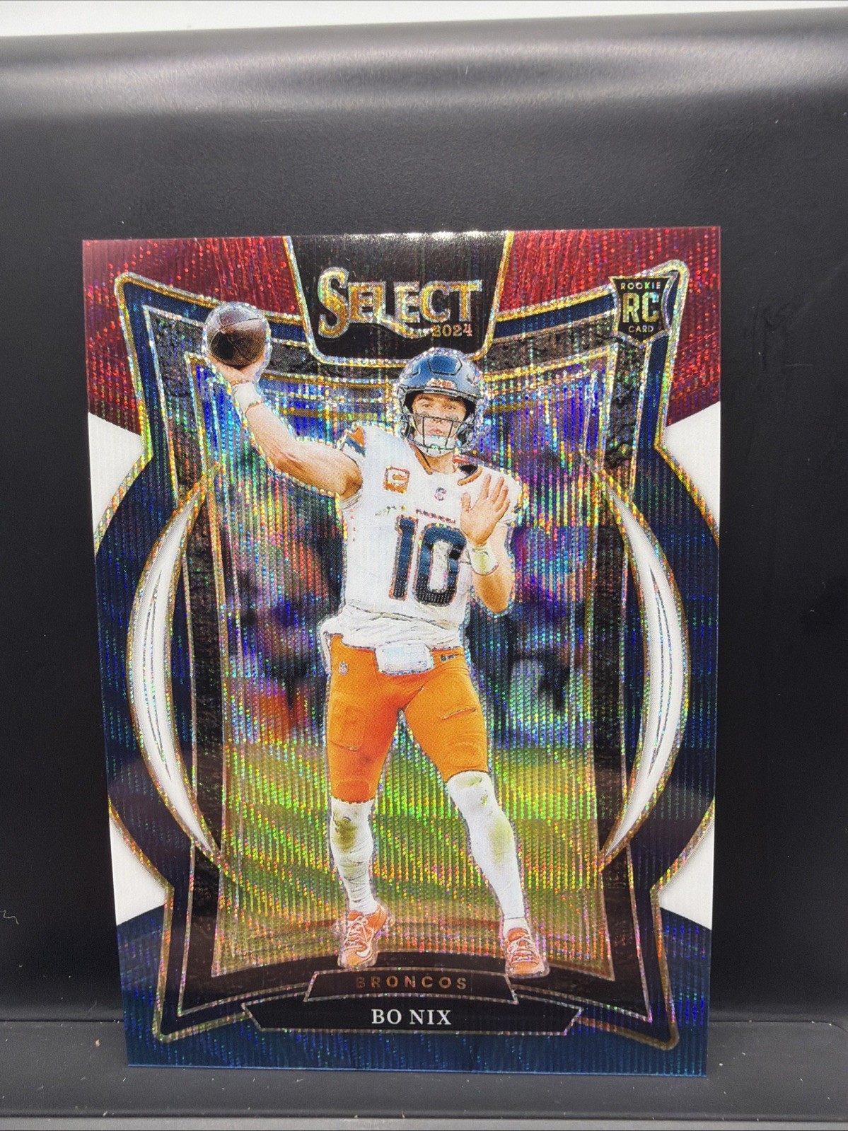 Bo Nix 2024 Panini Select Concourse Level Tri-Color Prizm RC Broncos /299