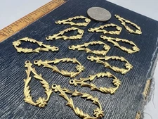 12 Pcs Vintage Brass Gold Pendant Charm Dangles Filigree Teardrop Findings RO-DO