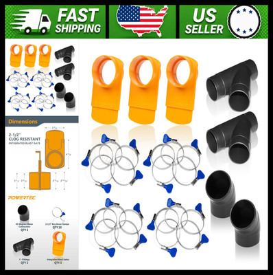 POWERTEC 2-1/2 Inch Dust Collection Fittings Kit for Woodworking