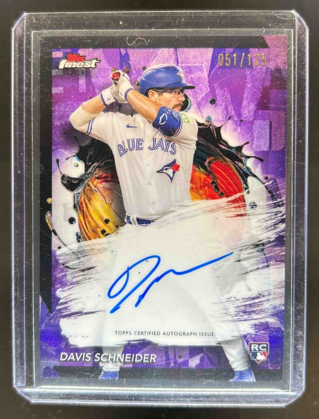 2024 Finest Davis Schneider Auto RC Purple Refractor #51/125 Blue Jays
