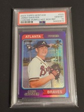 2023 Topps Heritage Purple Chrome Jared Shuster #526 Rookie Card Braves PSA 10. rookie card picture